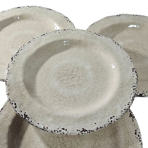 4 Pier 1 Carmelo Melamine Salad Lunch Plates 9" Sand rustic crackle unbreakable - Picture 3 of 10